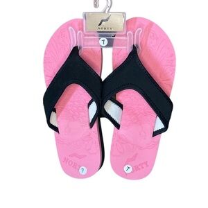 Norty | NEW Black & Pink Flip Flop Sandals 7